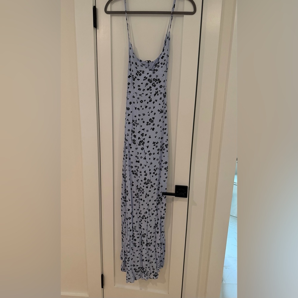 NWT- Forever 21 Light Blue Dress with Black Floral Pattern